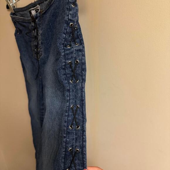 Vintage Y2K R4R Rave Jeans w/ Lace-Up Grommet Waist – Waist 27” - Picture 2 of 8